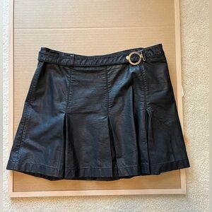 Free People Faux Leather Pleated Skirt Black